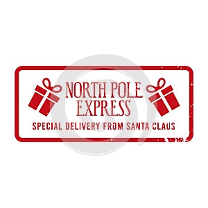 North pole express - special delivery from Santa Claus. Holiday stamp design for letters or gifts.