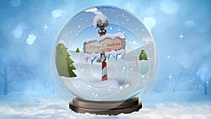 North Pole Merry Christmas Snow Globe 4K Loop