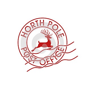 North Pole, post office sign or stamp isolated on white background