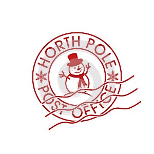 North Pole, post office sign or stamp isolated on white background