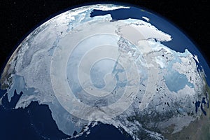 North Pole from space.Elements of this image were furnished by NASA