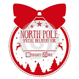 North pole special delivery.Christmas design for a personalized gift bag from Santa Claus.