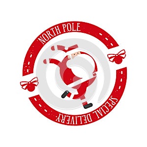 North pole special delivery - holiday Stamp design for letters or gifts.