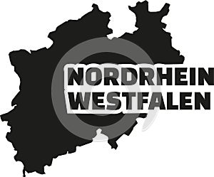 North Rhine-Westphalia map with german title