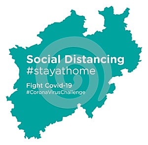 North Rhine-Westphalia map with Social Distancing stayathome tag