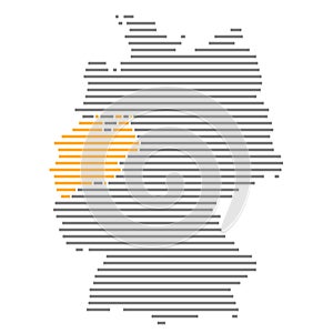 North Rhine-Westphalia / Nordrhein-Westfalen - Federal States map of Germany with grey orange stripes