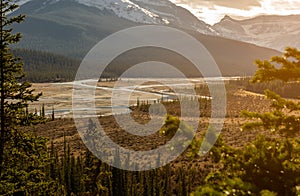 North Saskatchewan River and Mount Wilson at Banff National Park in Alberta, Canada