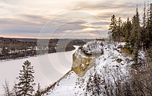 North Saskatchewan river steep bank