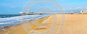 North Sea beach and Scheveningen Pier near Hague, Holland