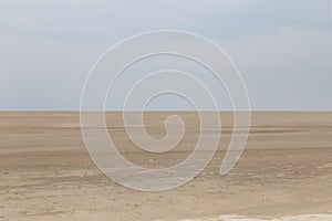 North sea dike landscape at low tide