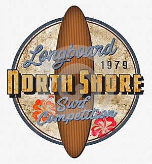 North Shore Surf Competition Retro Art