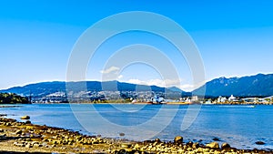 The North Shore of the Vancouver Harbor with Grouse Mountain in British Columbia, Canada