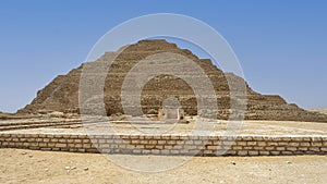 North side and entrance of the Step Pyramid of Djoser in Egypt.