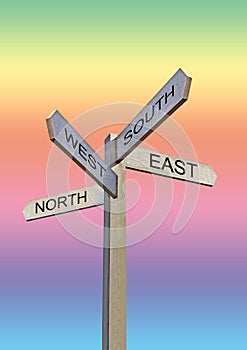 North south east west sign public arrows direction point compass path