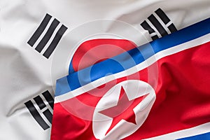 North and south korea flag. Colorful south and North Korea flag