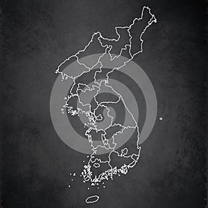 North and South Korea map separate region names individual card blackboard chalkboard blank