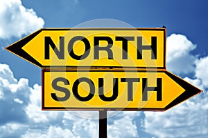 North or south, opposite signs