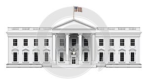 North View of the White House with No Extra Roof Structures â€“ Isolated. 3D Illustration