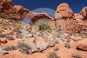 North Window Arch from Backside, Arches National park, Moab, Utah