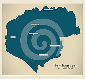 Northampton district map - England UK