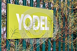 Northampton UK December 07, 2017: Yodel delivery Service logo sign in Brackmills Industrial Estate