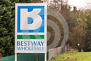 Northampton UK January 11 2018: Bestway Wholesale Cash and Carry logo sign post