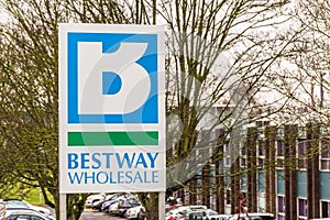 Northampton UK January 11 2018: Bestway Wholesale Cash and Carry logo sign post