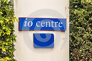Northampton UK January 11 2018: IO Centre logo sign post