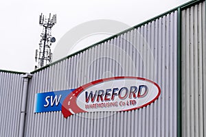 Northampton UK January 11 2018: Wreford Warehousing logo sign on warehouse wall