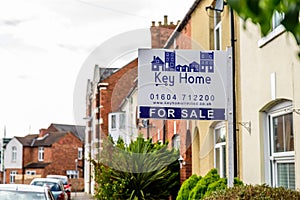 Northampton UK October 3, 2017: Key Home Estate Agents banner with property for sale text