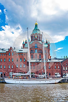 Northen harbour and Uspensky Cathedral. Helsinki, Finland photo