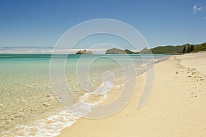 Northern beach of Lord Howe Island on a perfect blue sky summers day