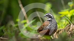 Bobwhite Quail is looking for food in the forest photo