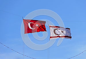 Northern Cyprus and Turkey flags