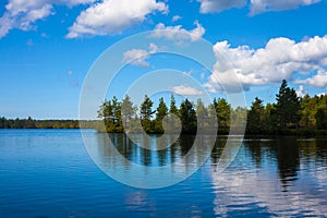 Northern Europe water landscape with reflection