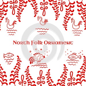 Northern folk vintage hand-drawn seamless ornament