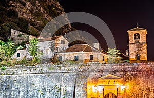 Northern Gate in Kotor at night. Montenegro