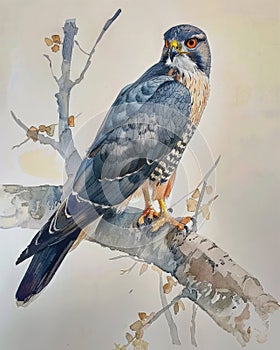 Northern goshawk,watercolor painting