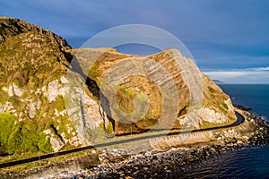 Northern Ireland. Atlantic coast, cliffs and coastal road