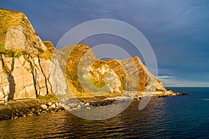 Northern Ireland. Atlantic coast, cliffs and coastal road