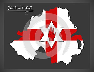 Northern Ireland map with Ulster banner