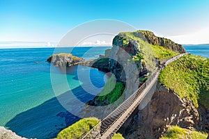 In Northern Ireland rope bridge, island, rocks, sea