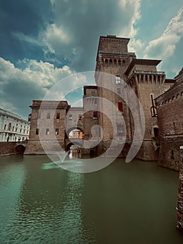 Northern Italy,Ferrara, a moated medieval castle The Castello Estense