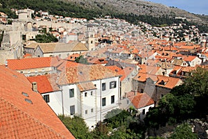 Northern, land-facing part of the old town, view from the city wall, Dubrovnik, Croatia