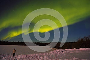 Northern light Aurora Borealis is dancing