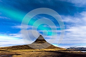 Northern Light in Kirkjufell Iceland