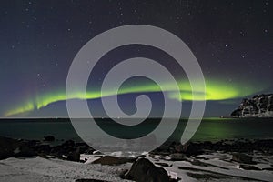 Northern Light on a Lofoten's bay