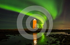 Northern Lights Above Lighthouse