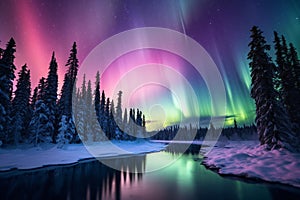 Northern lights, Aurora Borealis landscape