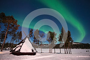 Northern lights, Aurora Borealis in Lapland Finland